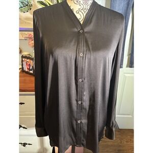 Repeat Satin Silky Black Blouse Sz XS. Dressy Button Up